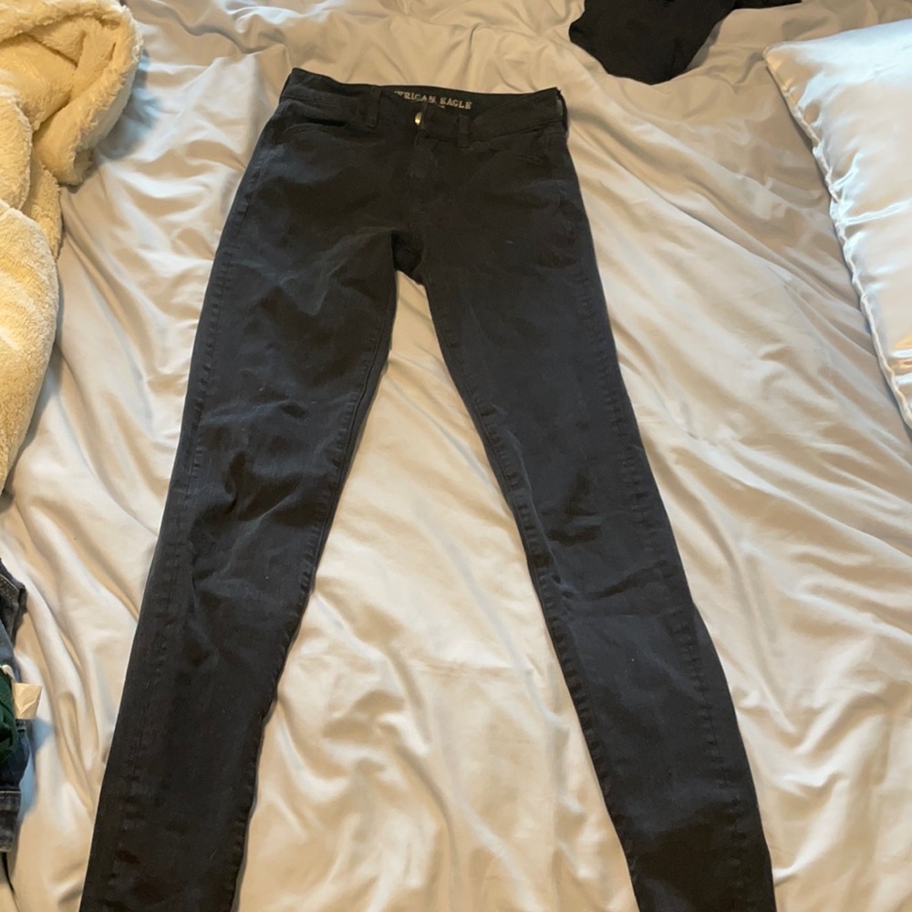 American Eagle black size 0 Long skinny super stretch jeans
